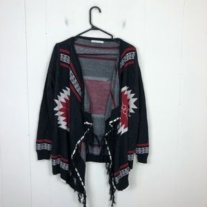 May & July Open Wrap Cardigan Sweater‎ Aztec Pattern Sz S
